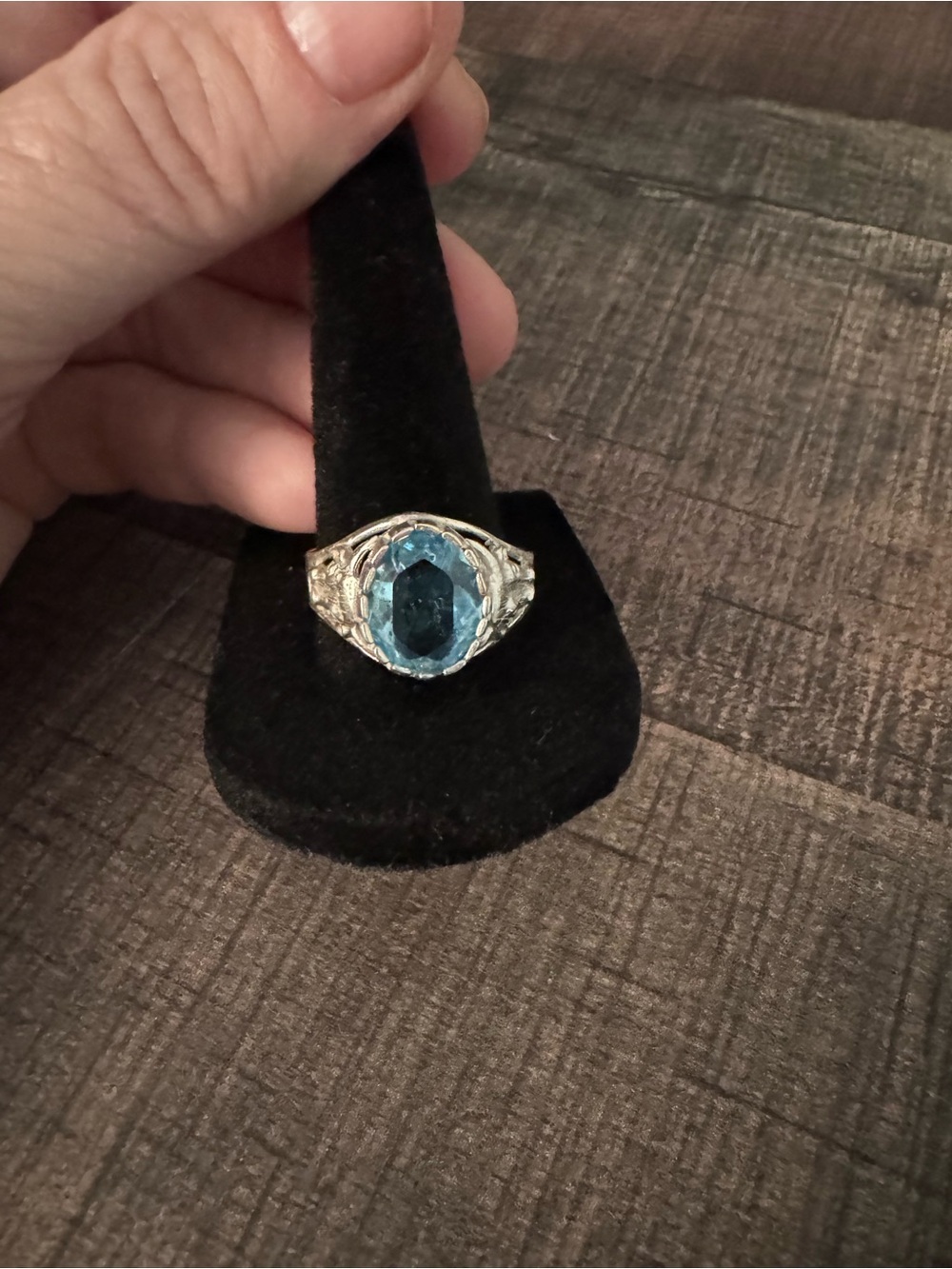 Mexican 925 Sterling Silver Aqua Blue Statement Ring – Size 11